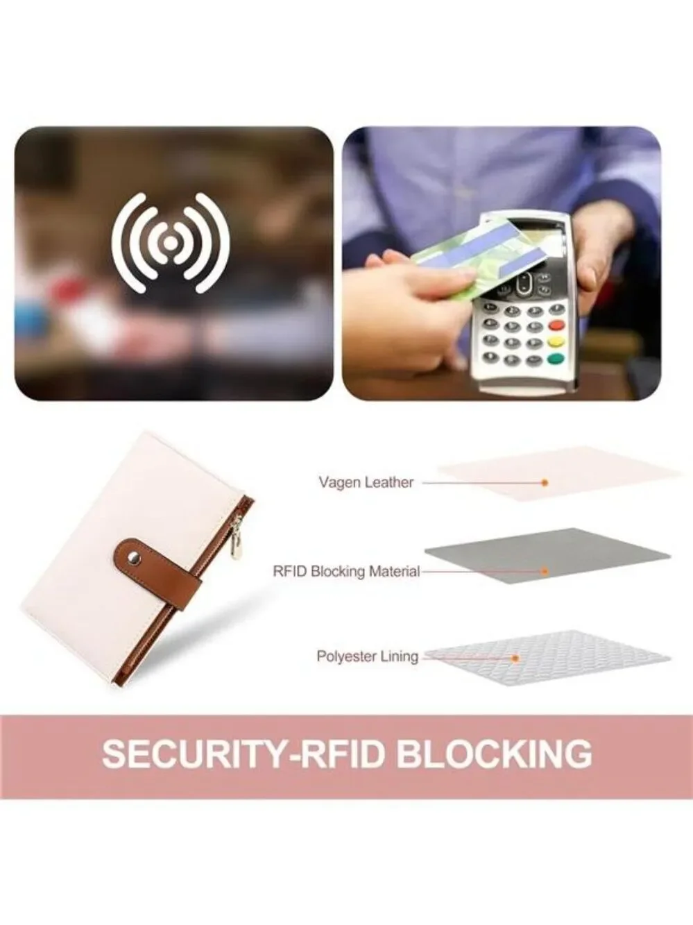 Trifold Clutch Credit Card Holder Travel Purse Womens RFID Wallet Leather